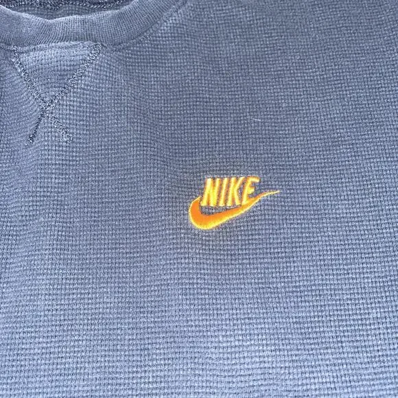 Vintage Y2K Nike Long Sleeve Waffle Knit Blue/Gray Thermal Shirt Mens XXL - Picture 2 of 5